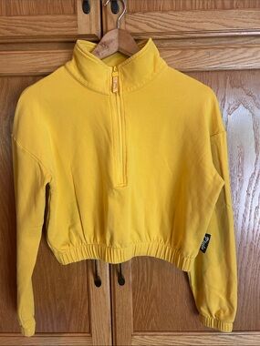 P’TULA Active Cropped Yellow Quarter-Zip Sweatshirt